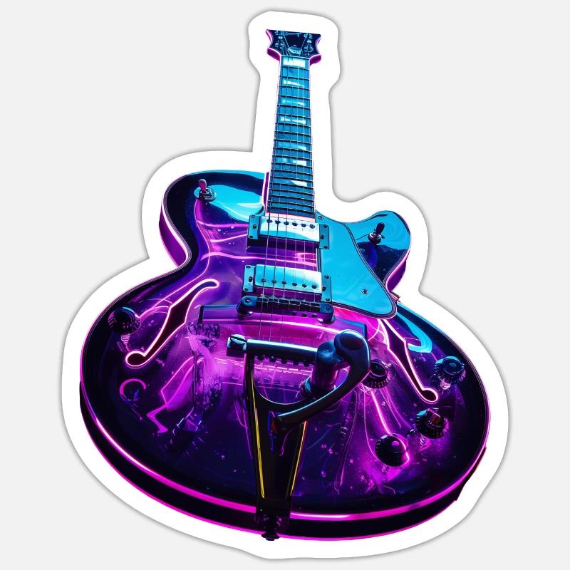 Guitar - Sticker size S (10 x 10 cm) - white matte