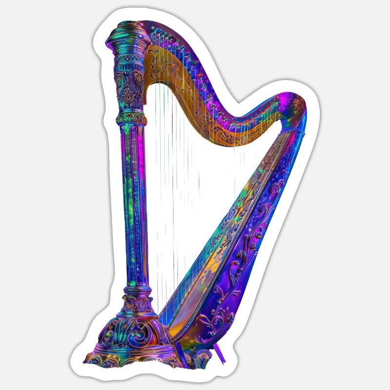 Harpe - Sticker taille S (10 x 10 cm) - blanc mat