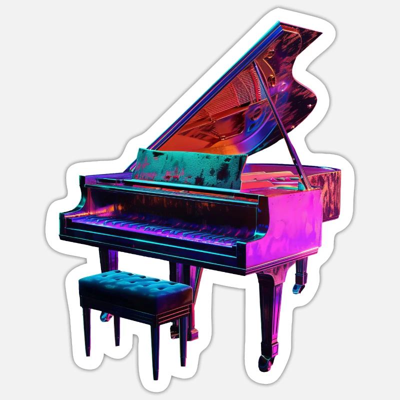 Klavier - Sticker Größe S (10 x 10 cm) - Mattweiß