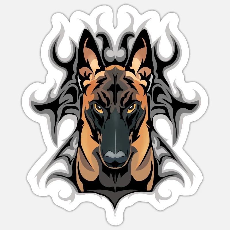 Dunkler Malinois - Sticker Größe S (10 x 10 cm) - Mattweiß
