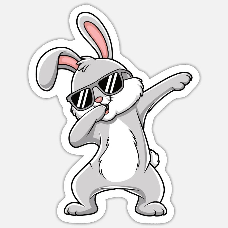Doublage du lapin - Sticker taille S (10 x 10 cm) - blanc mat