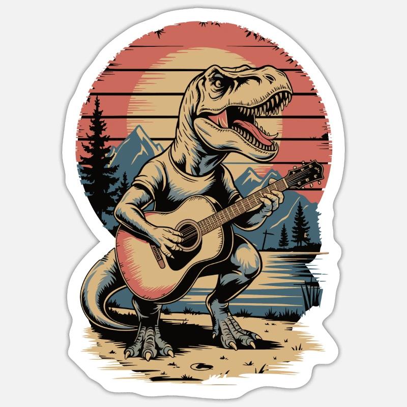 Guitare T. Rex - Sticker taille S (10 x 10 cm) - blanc mat