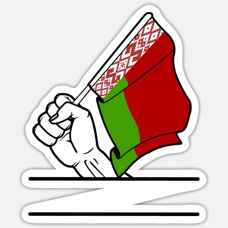 Drapeau Biélorussie transparent poing espace de texte Sticker taille S (10 x 10 cm)
