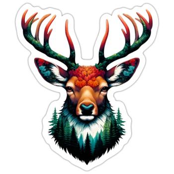 Deer - Sticker size S (10 x 10 cm) - white matte - Front