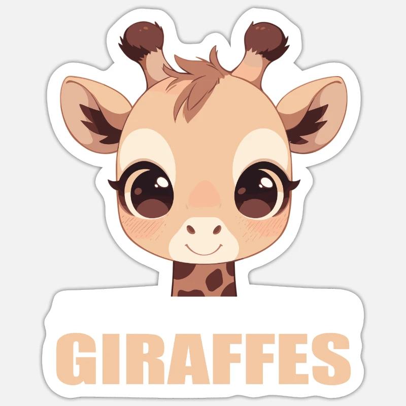 Girafes Girafe - Sticker taille S (10 x 10 cm) - blanc mat
