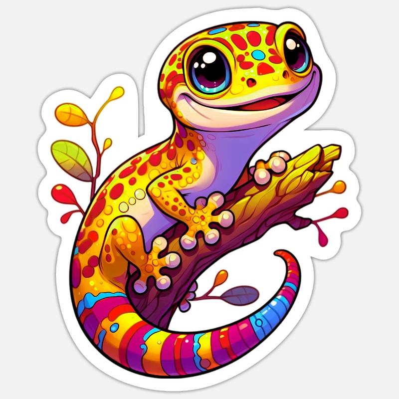 Gecko - Sticker taille S (10 x 10 cm) - blanc mat