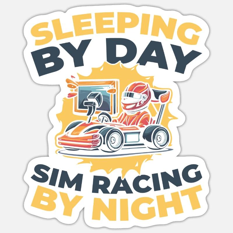 Sim Racing - Sticker Größe S (10 x 10 cm) - Mattweiß