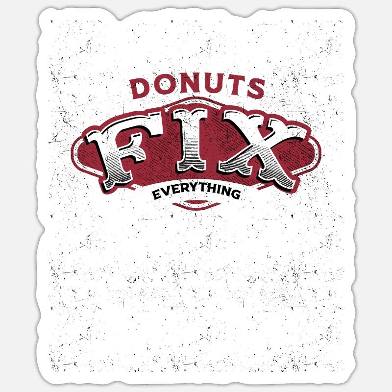 Donuts Fix Everything Retro Vibe Sticker taille S (10 x 10 cm)
