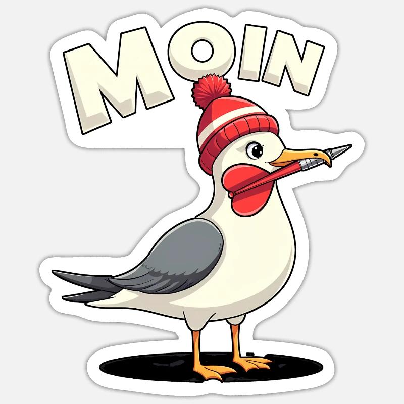 Moin Möwe - Sticker Größe S (10 x 10 cm) - Mattweiß