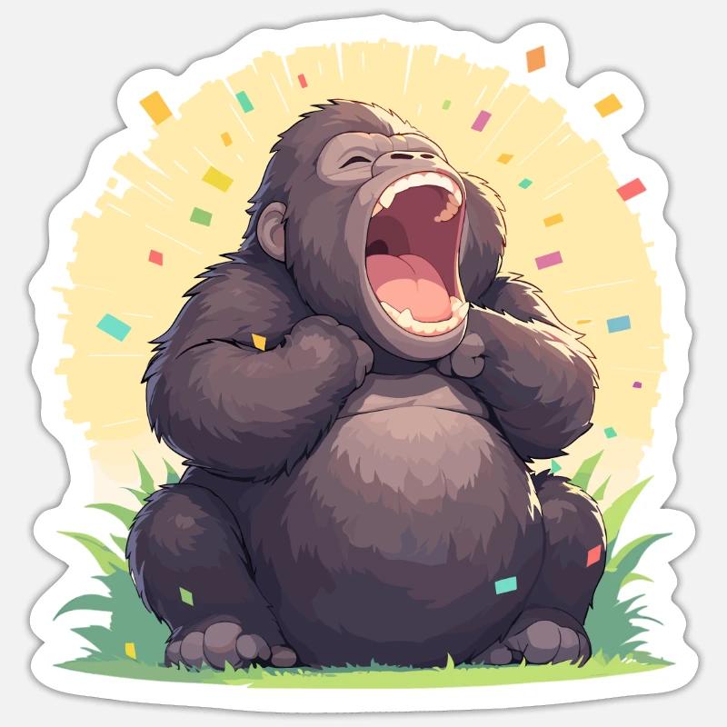 Gorilles Gorilles - Sticker taille S (10 x 10 cm) - blanc mat