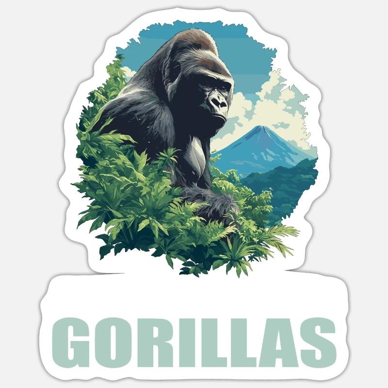 Gorillas Gorilla - Sticker size S (10 x 10 cm) - white matte