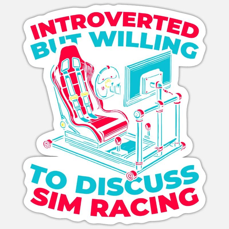 Sim Racing - Sticker Größe S (10 x 10 cm) - Mattweiß