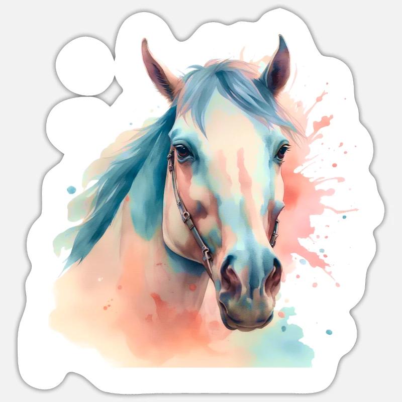 Cheval Chevaux Tête de cheval - Sticker taille S (10 x 10 cm) - blanc mat