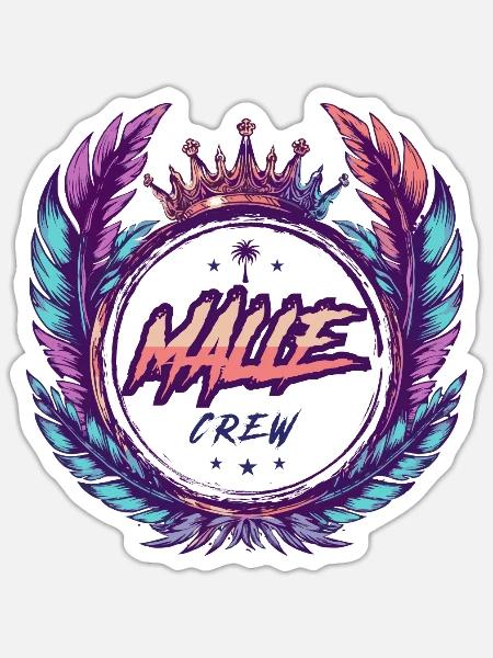 Malle Crew Bunt - Sticker Größe S (10 x 10 cm) - Mattweiß