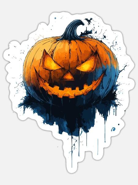 Halloween Geschenk Frauen Kürbis Männer Kinder - Sticker Größe S (10 x 10 cm) - Mattweiß