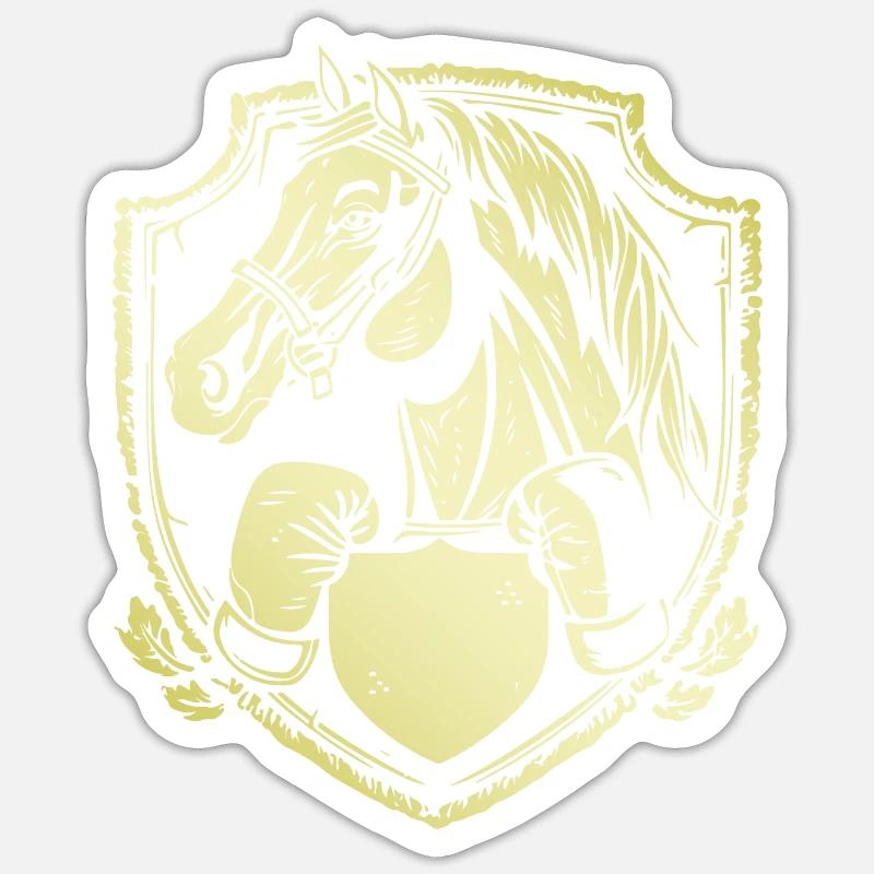 Cheval Boxer - Sticker taille S (10 x 10 cm) - blanc mat