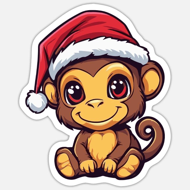 Monkey Christmas - Sticker size S (10 x 10 cm) - white matte