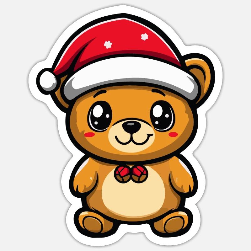 Noël de l’ours - Sticker taille S (10 x 10 cm) - blanc mat