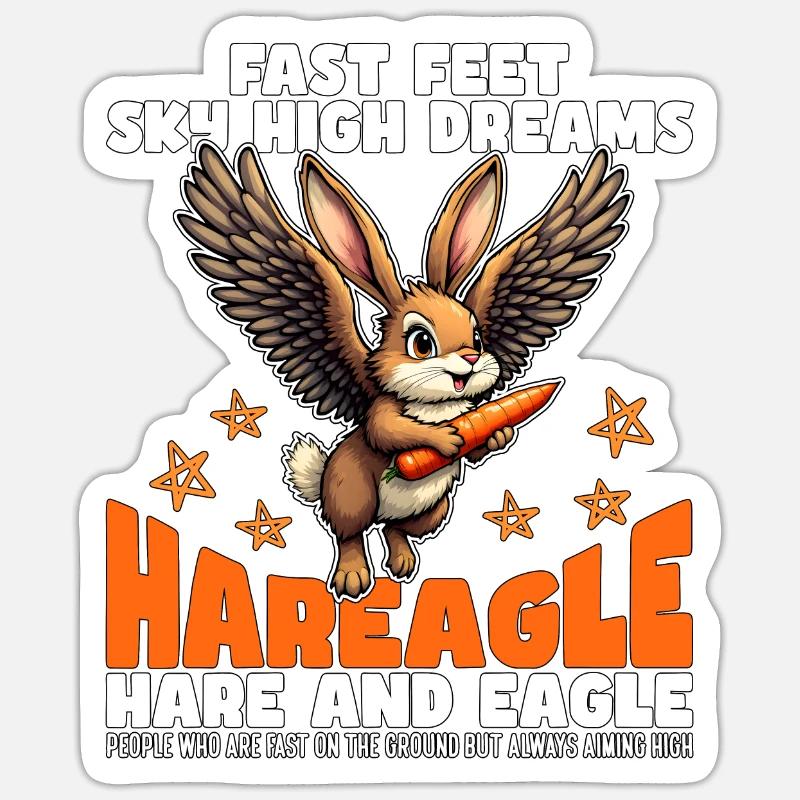 FAST FEET SKY HIGH DREAMS - HARE AND EAGLE Sticker size S (10 x 10 cm)