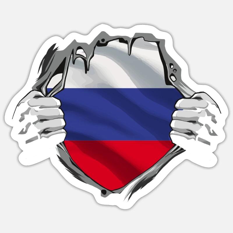 Dévoilement du drapeau russe - Sticker taille S (10 x 10 cm) - blanc mat