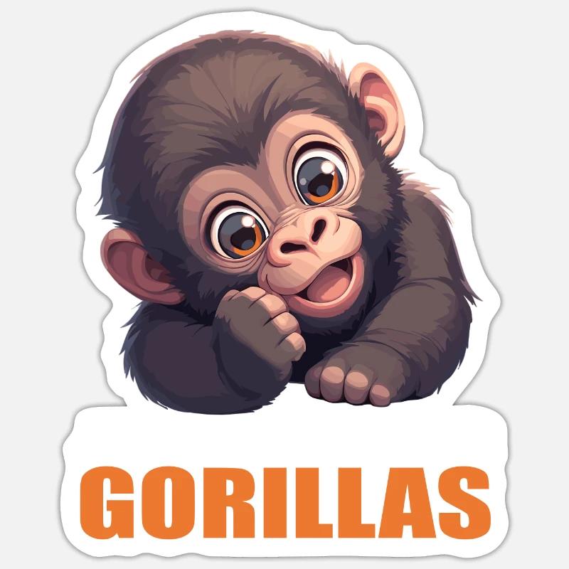 Gorillas Gorilla - Sticker size S (10 x 10 cm) - white matte