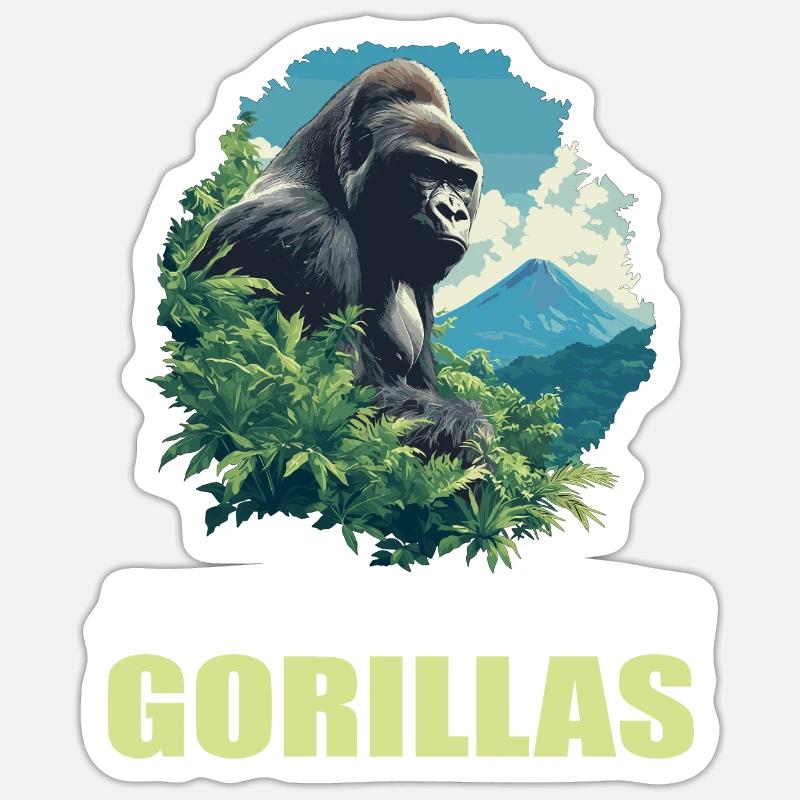 Gorilles Gorilles - Sticker taille S (10 x 10 cm) - blanc mat