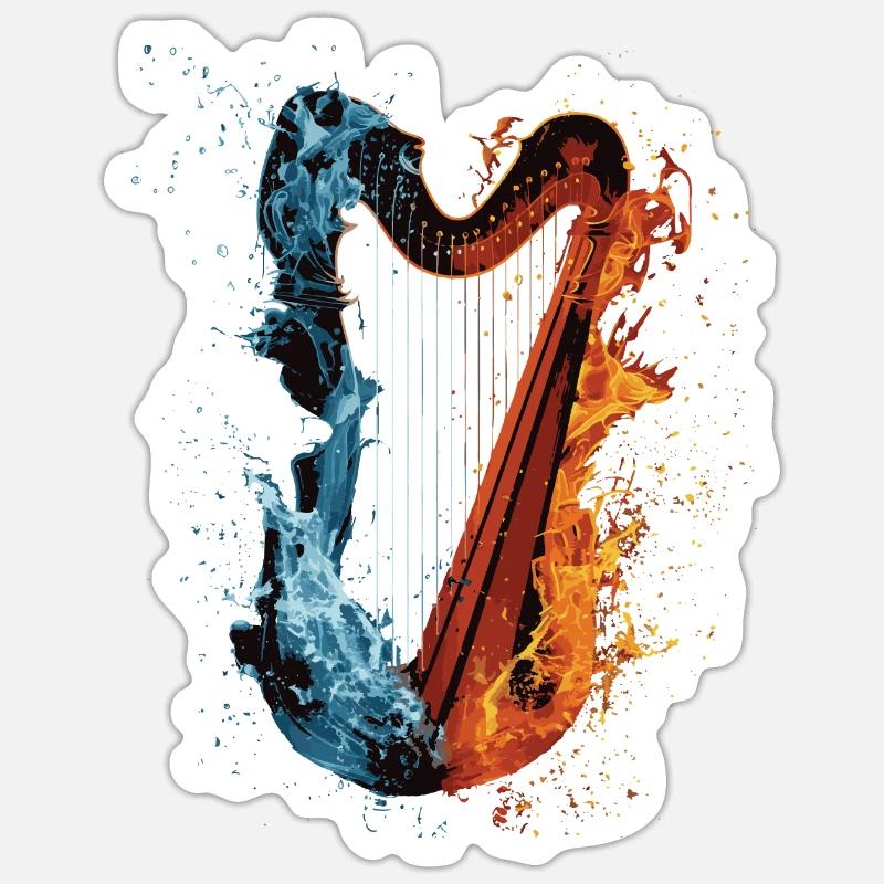 Harfe - Sticker Größe S (10 x 10 cm) - Mattweiß