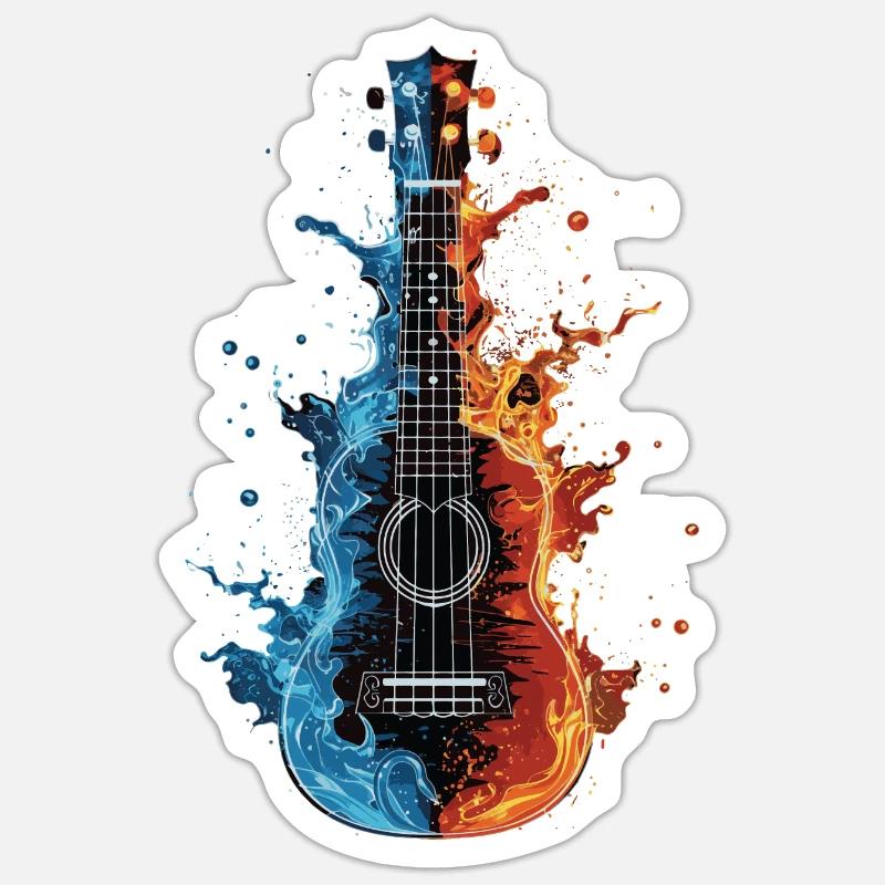 Ukulele - Sticker Größe S (10 x 10 cm) - Mattweiß