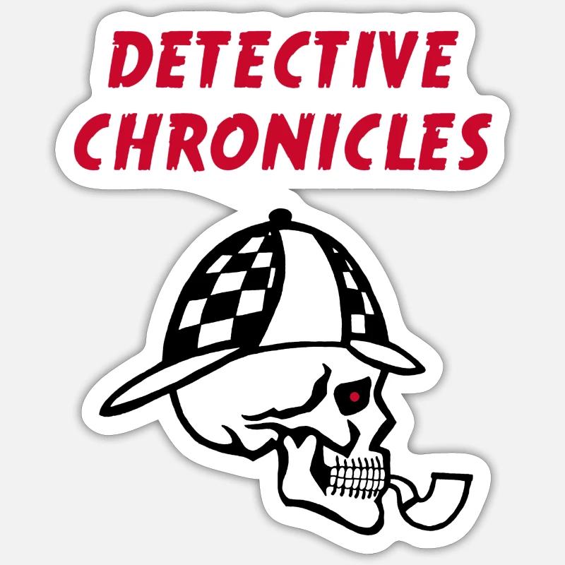 Crâne de détective - Sticker taille S (10 x 10 cm) - blanc mat
