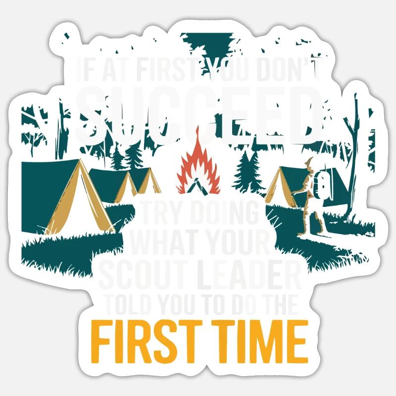 Scout Leader Scouting Campfire Camping Tent - Sticker size S (10 x 10 cm) - white matte