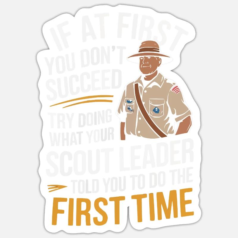 Chef scout Tente de camping autour d’un feu de camp Sticker taille S (10 x 10 cm)