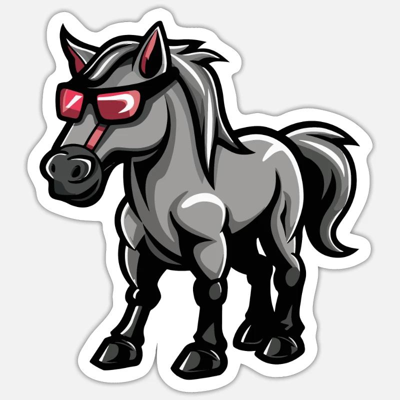 Horse Comic Cool - Sticker size S (10 x 10 cm) - white matte