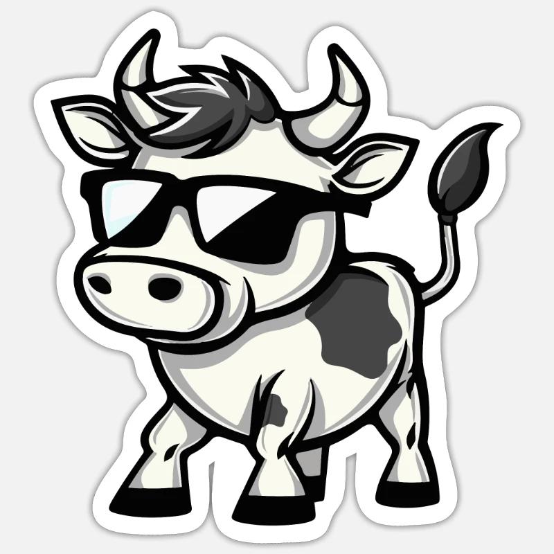 Cow Comic Cool - Sticker size S (10 x 10 cm) - white matte
