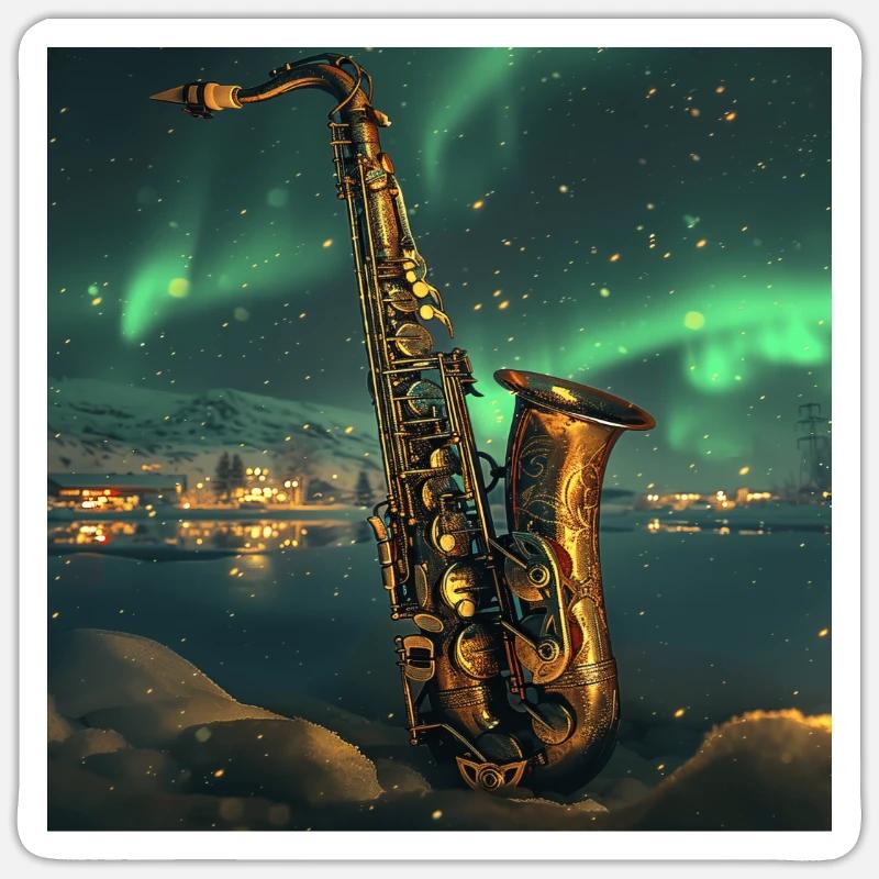 Saxophon - Sticker Größe S (10 x 10 cm) - Mattweiß
