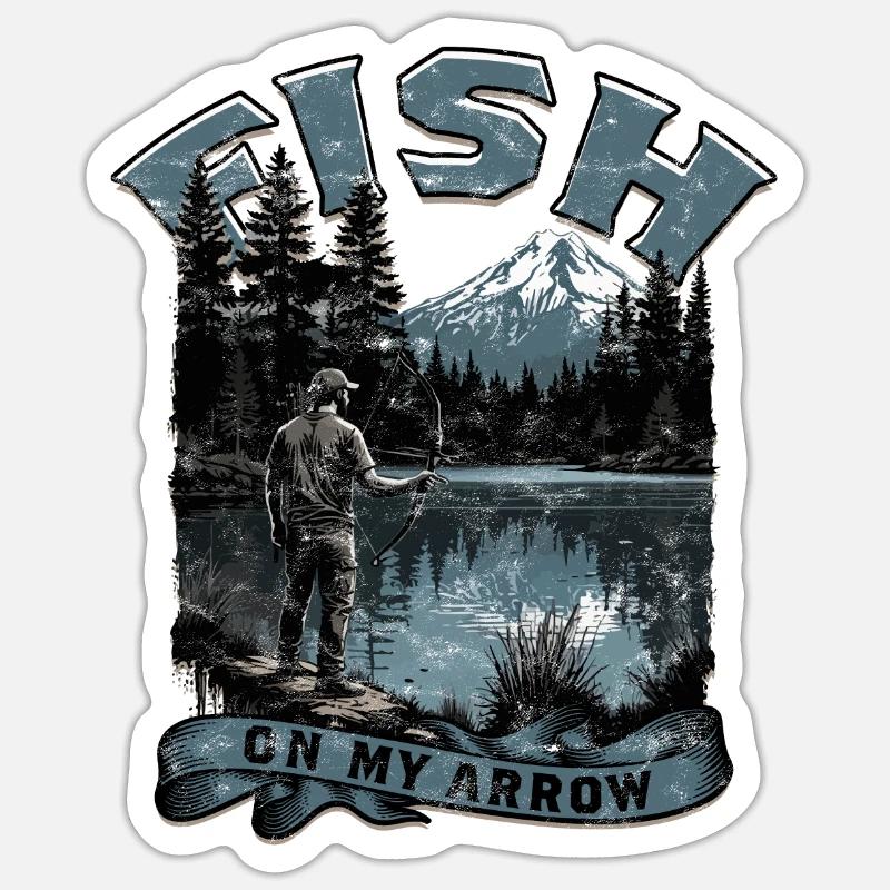Bogenfischer Bogenfischen Fish On My Arrow Sticker Größe S (10 x 10 cm)