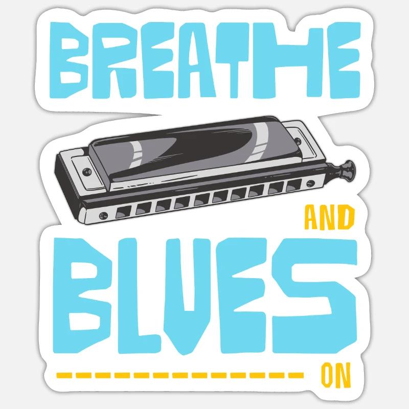 Blues On Harmonica - Sticker size S (10 x 10 cm) - white matte