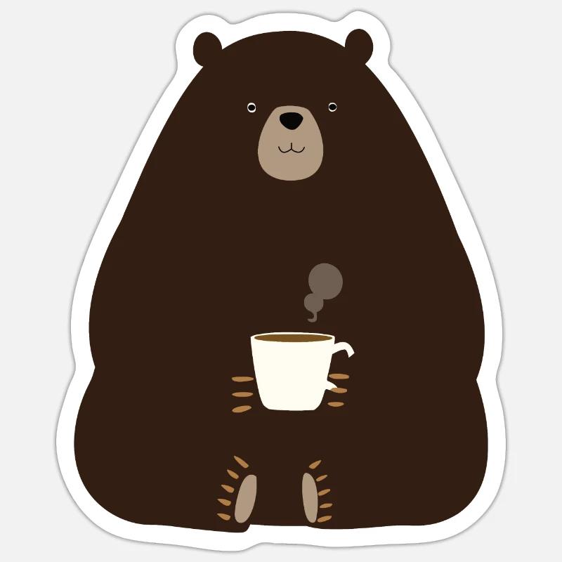 Coffee Bear Mug - Sticker size S (10 x 10 cm) - white matte