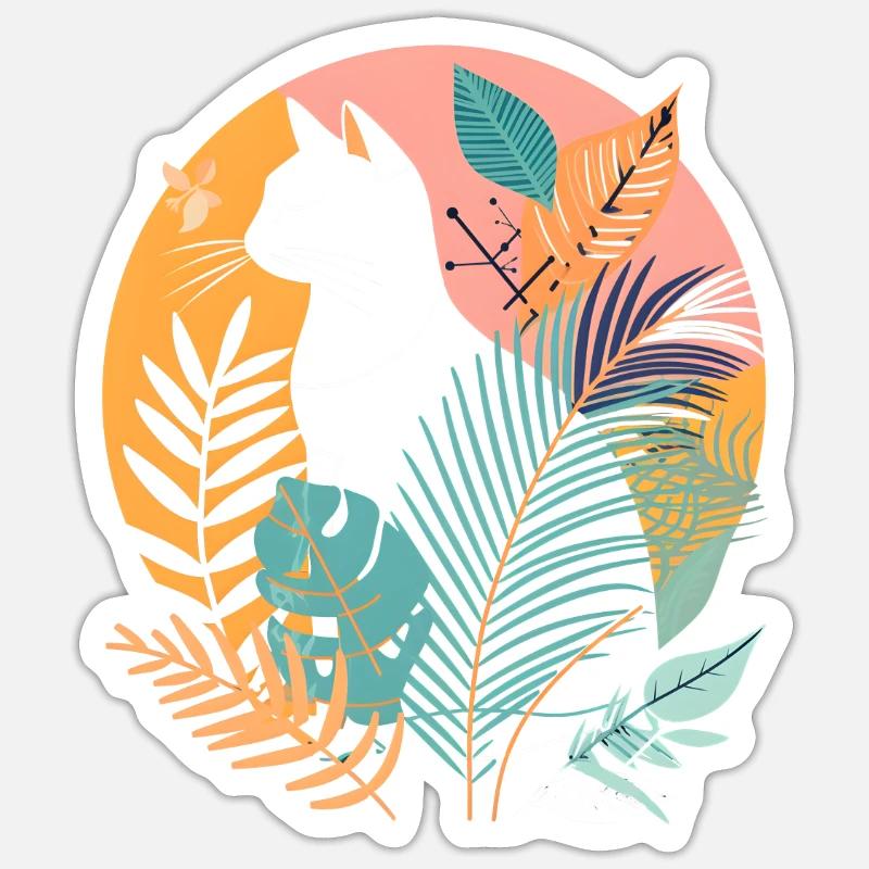 Portrait d’un chat - Sticker taille S (10 x 10 cm) - blanc mat