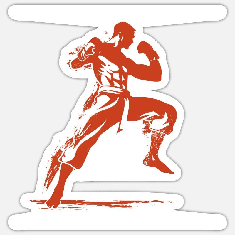Kickboxeur à l’ancienne - Sticker taille S (10 x 10 cm) - blanc mat