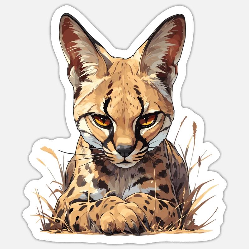 Servale Serval - Sticker Größe S (10 x 10 cm) - Mattweiß