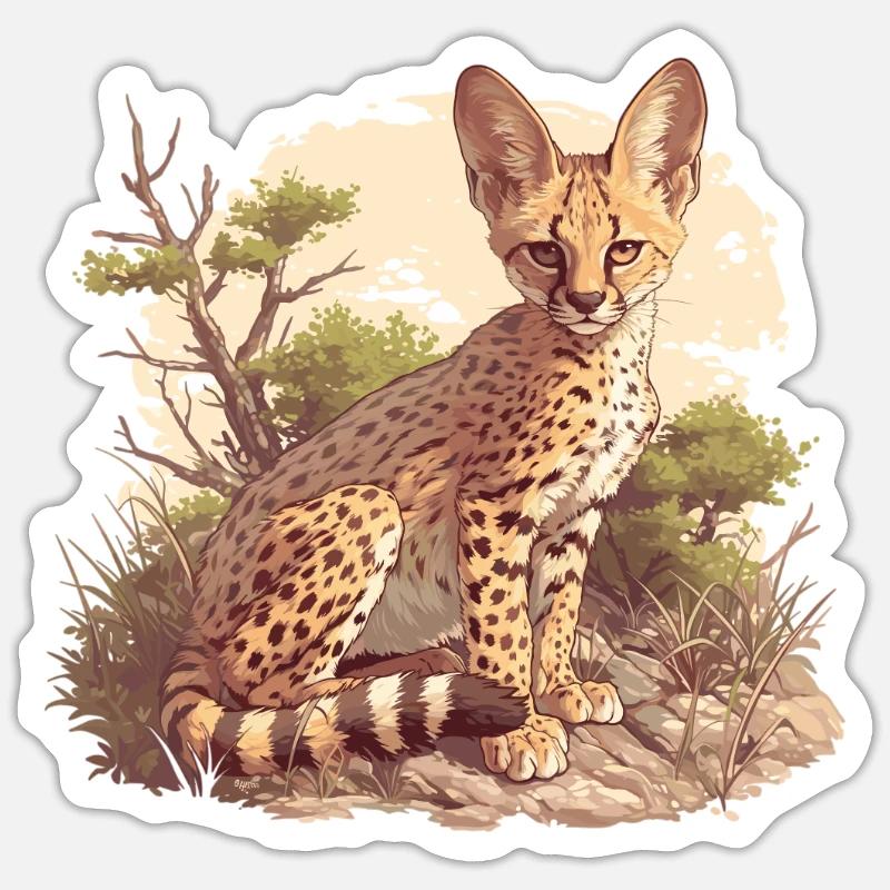 Servale Serval - Sticker taille S (10 x 10 cm) - blanc mat