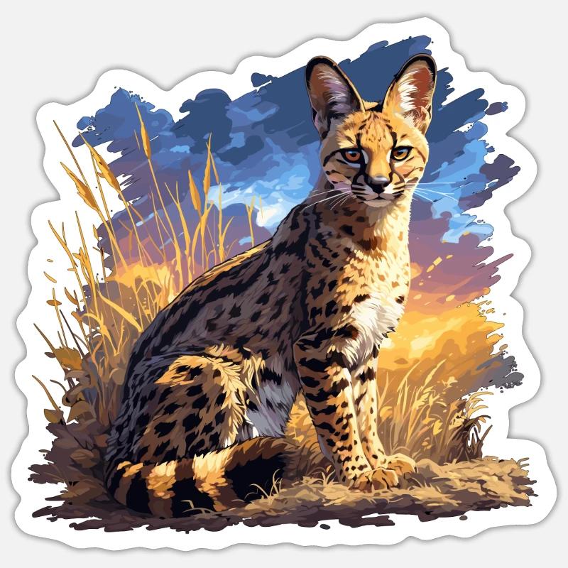 Servale Serval - Sticker taille S (10 x 10 cm) - blanc mat