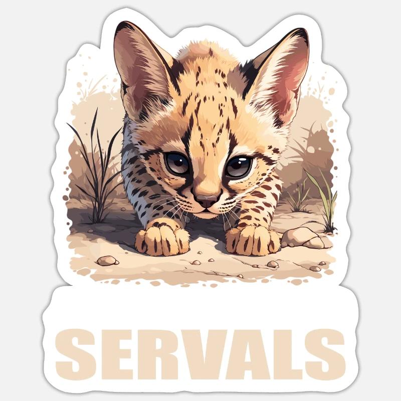 Servale Serval - Sticker size S (10 x 10 cm) - white matte