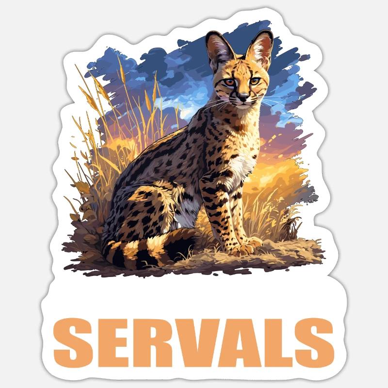Servale Serval - Sticker Größe S (10 x 10 cm) - Mattweiß