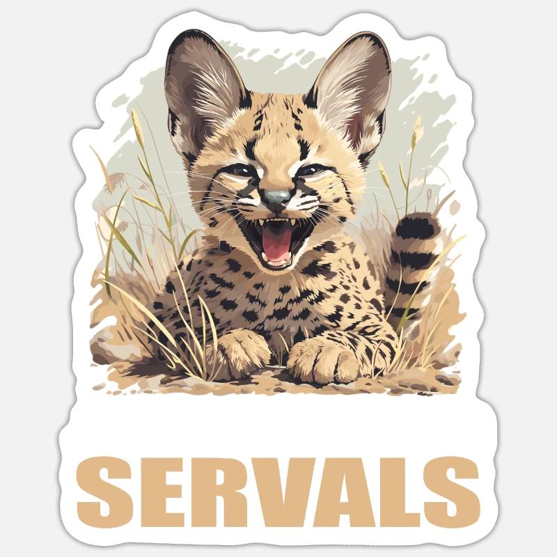 Servale Serval - Sticker taille S (10 x 10 cm) - blanc mat