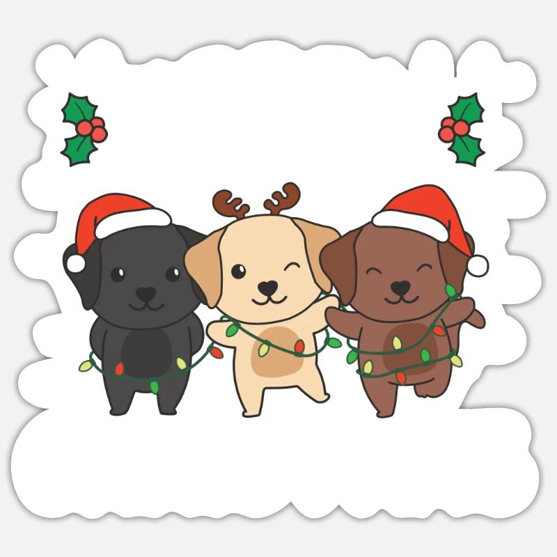 Joyeux Noël doux Labrador - Sticker taille S (10 x 10 cm) - blanc mat