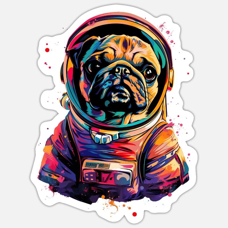 Mops - Sticker Größe S (10 x 10 cm) - Mattweiß