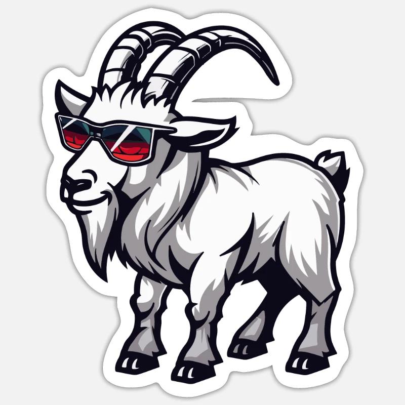 Bergziege Comic Cool - Sticker Größe S (10 x 10 cm) - Mattweiß