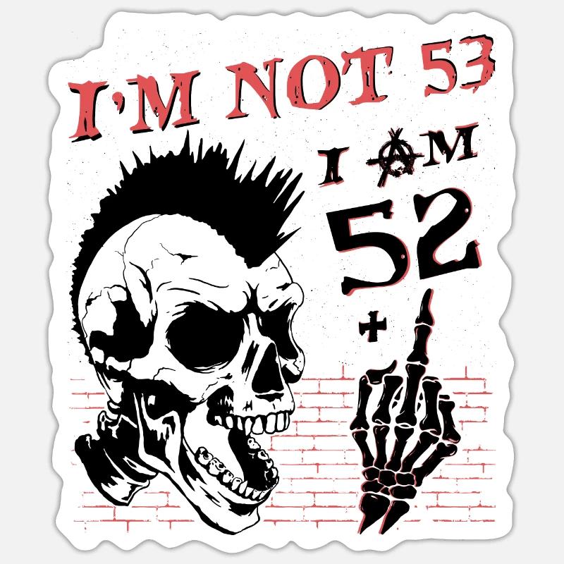 Ich bin 52 plus Mittelfinger - 53. Geburtstag Sticker Größe S (10 x 10 cm)
