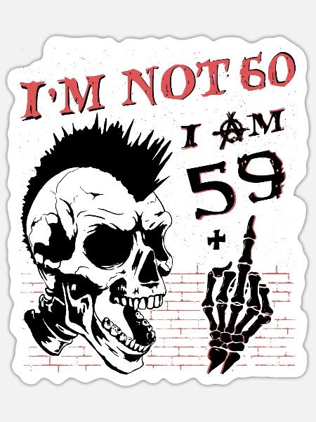 Ich bin 59 plus Mittelfinger - 60. Geburtstag - Sticker Größe S (10 x 10 cm) - Mattweiß